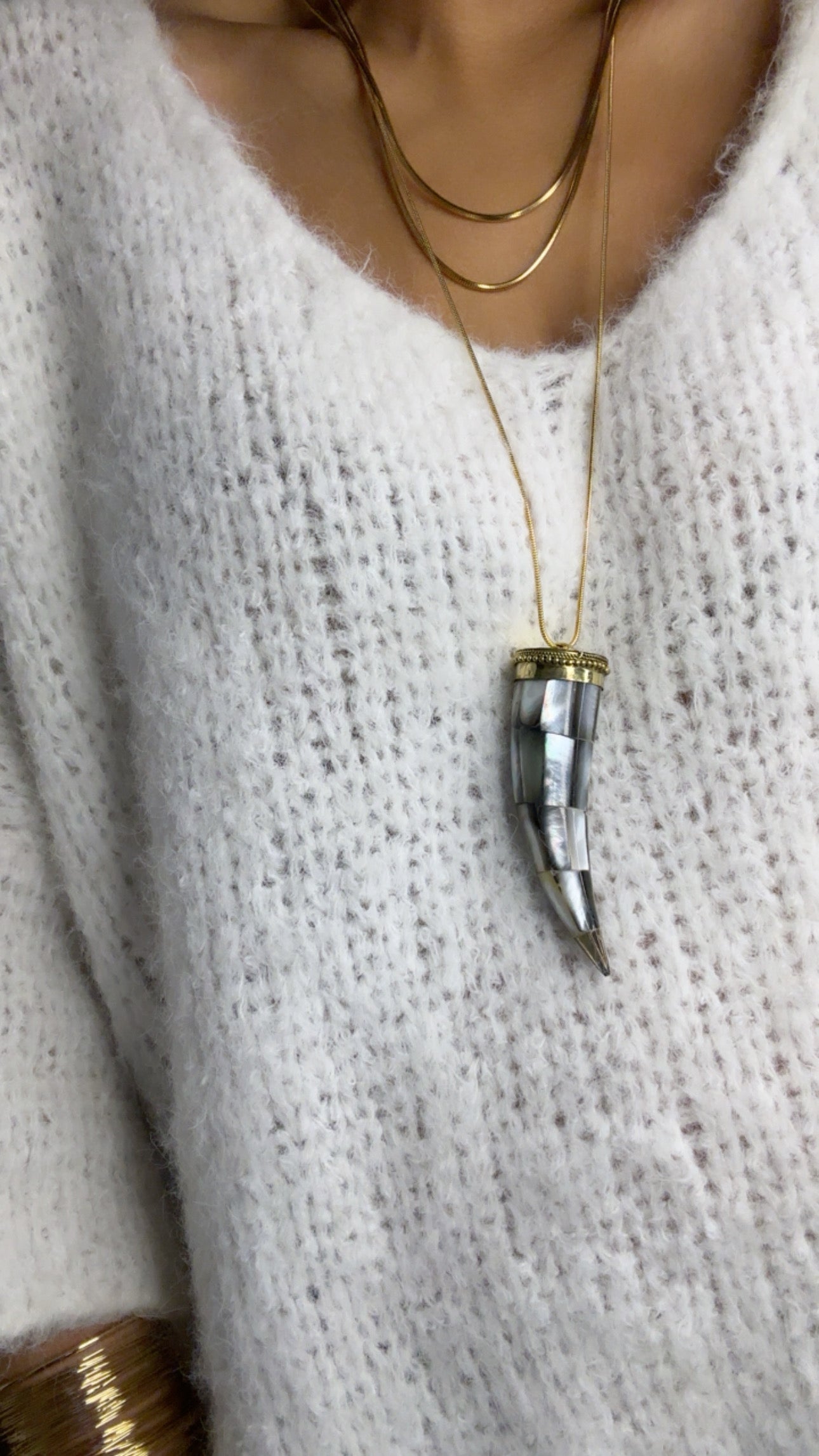Corno in madreperla argento