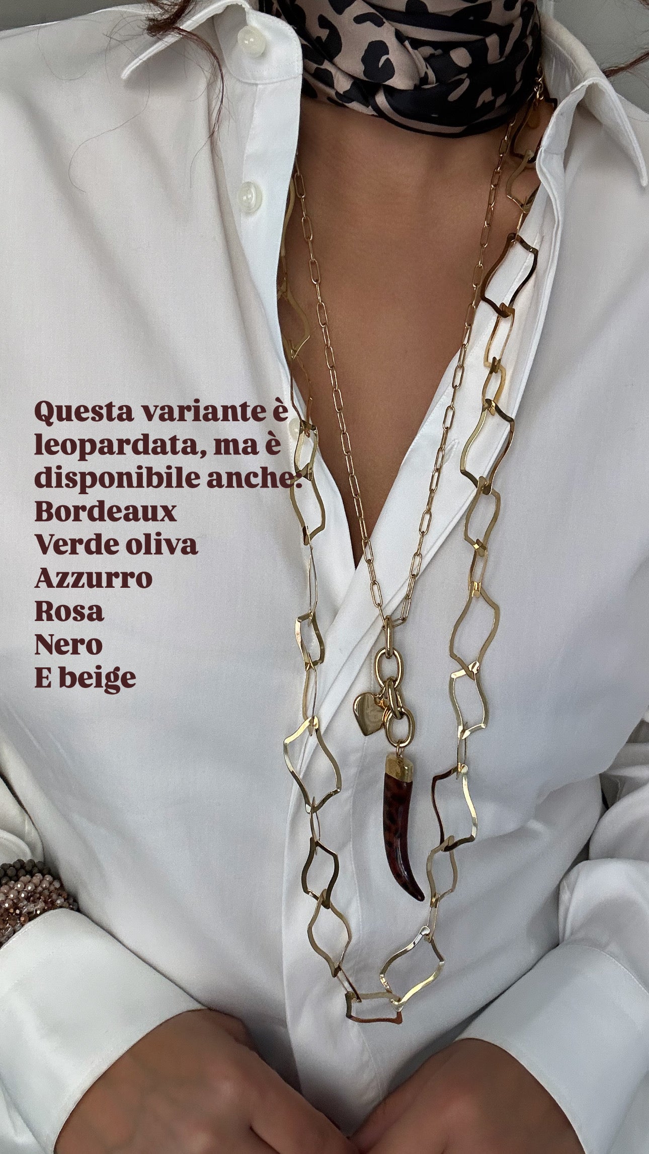 Collana corno piccolo con doppio Charms