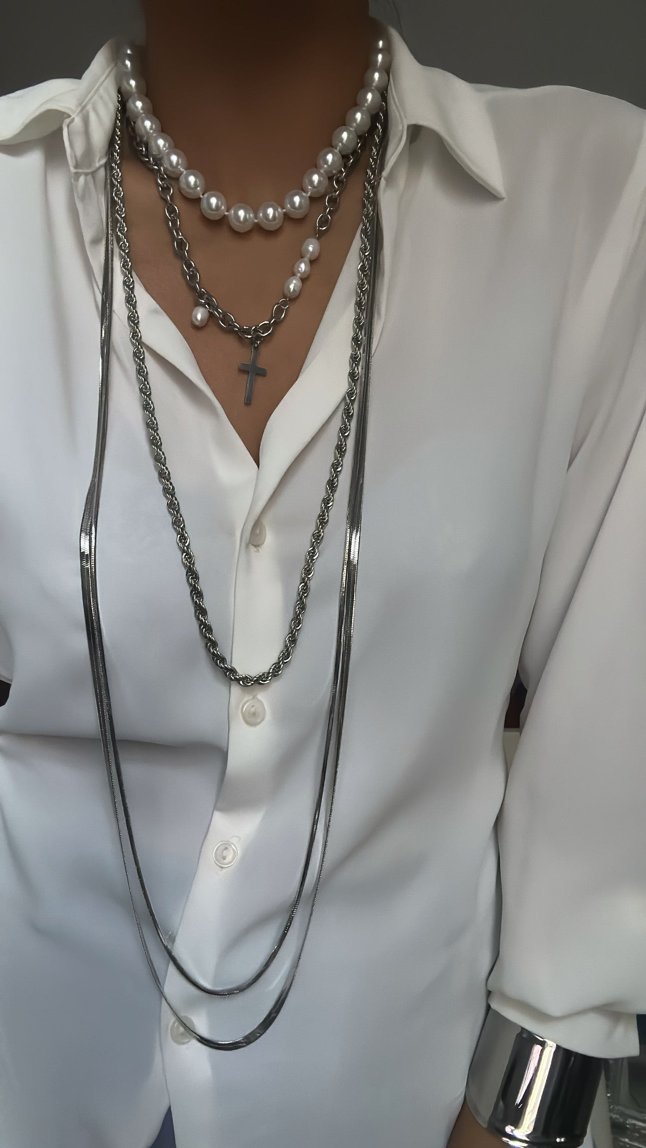 Combo crina perle argento