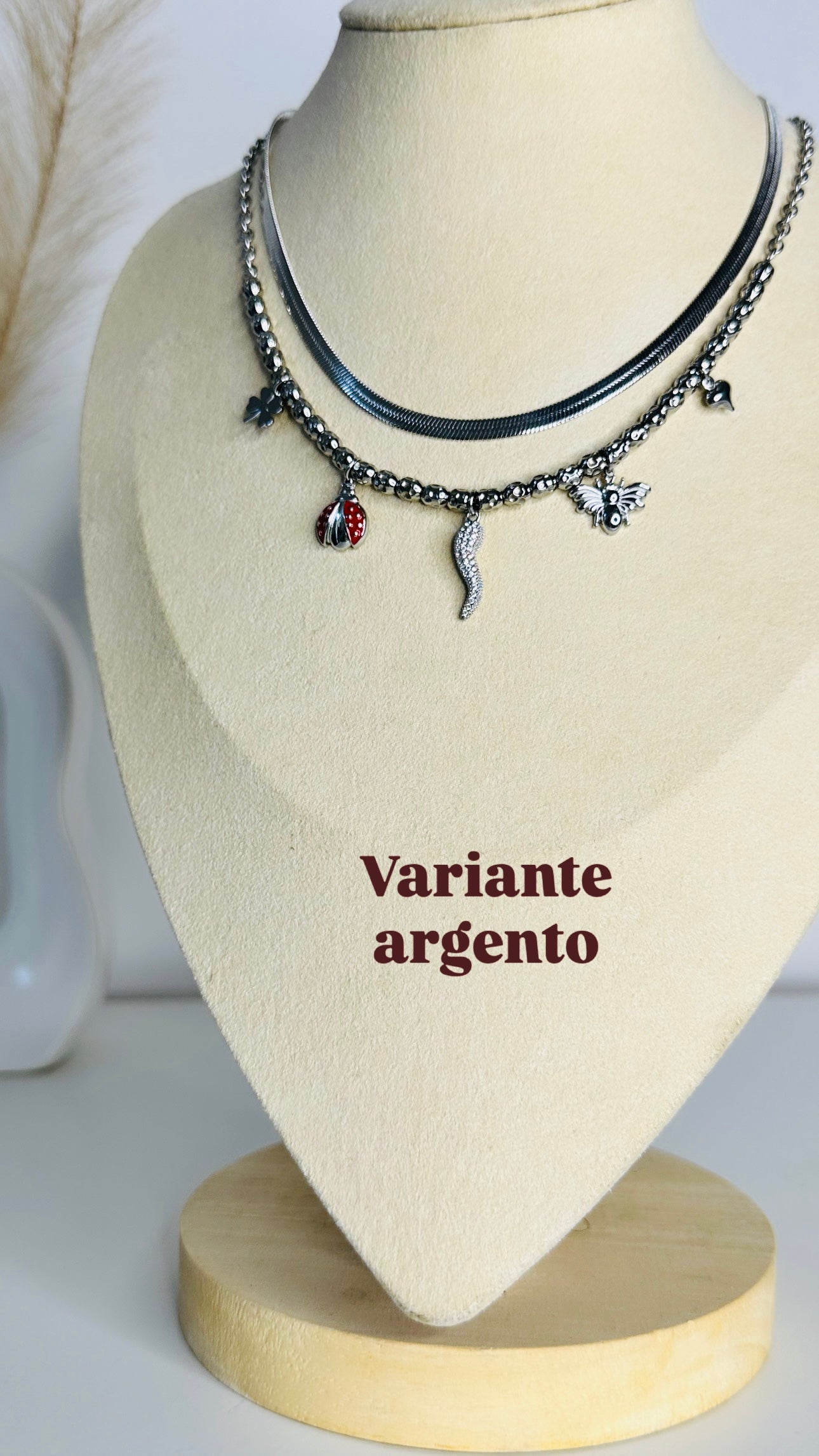 Collanna porta fortuna con cornetto con cristalli